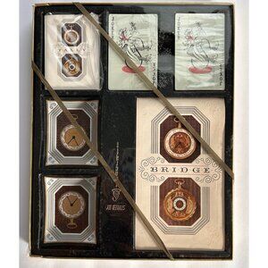 Vtg Stancraft Bridge Hostess Giftpak Watch Gold 2 Ashtray 2 decks score pad